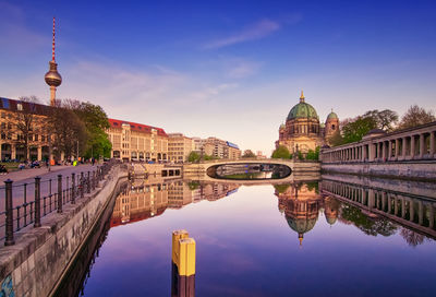 Reflection of buildings in city