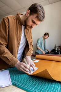 Man working on table