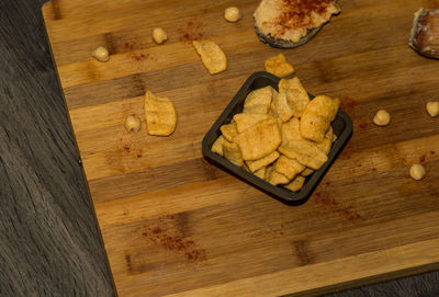 High angle view of cookies on table