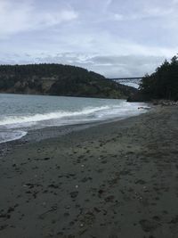 Scenic view of sea against cloudy sky