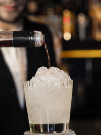 Close-up of beer glass