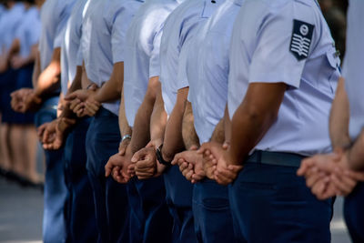 Soldiers of brazilian aeronautics during a military parade commemorating the independence of brazil