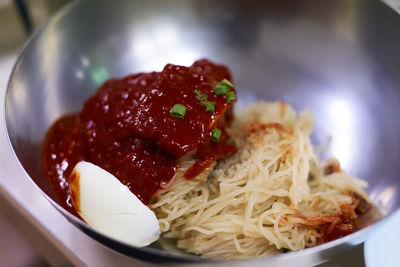 Close-up of pasta in plate