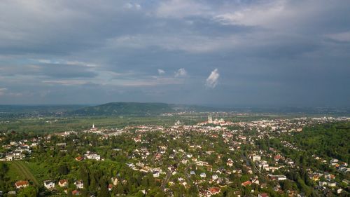 High angle view of townscape against sky