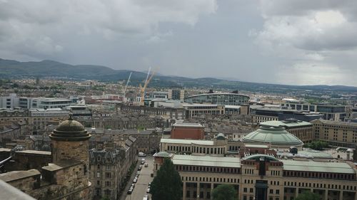 High angle view of townscape against sky