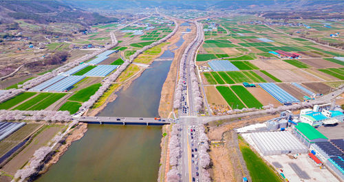 High angle view of cityscape