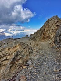 Scenic view of rocky mountains against sky