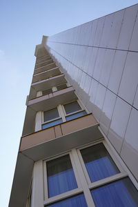 Low angle view of modern building against clear sky