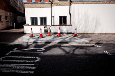 Traffic cones on footpath