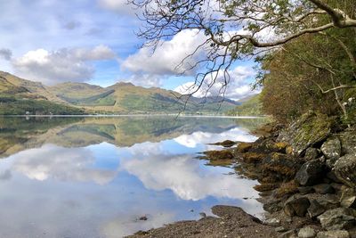 Scenic view of lake against sky