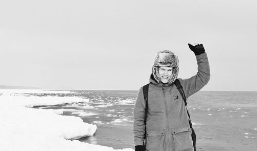 Scenic view of sea against clear sky