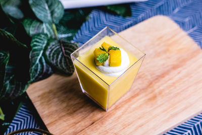 High angle view of food on table