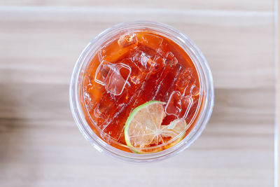 Close-up of drink in glass on table