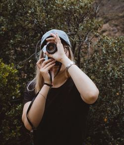 Woman photographing