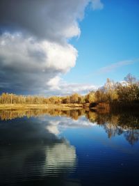 Scenic view of lake against sky