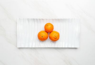 High angle view of orange on table