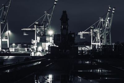 View of illuminated buildings at night