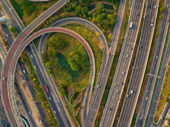 High angle view of elevated road in city