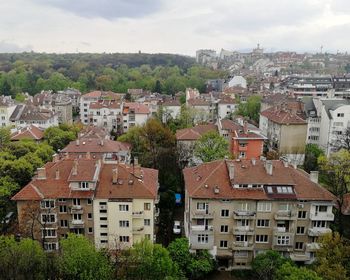 High angle view of townscape against sky