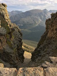 Scenic view of rocky mountains against sky