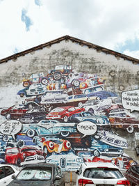 Low angle view of graffiti on wall