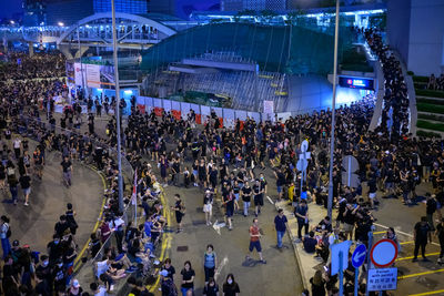 High angle view of crowd at music concert