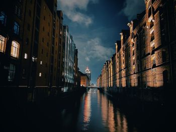 Canal passing through city buildings