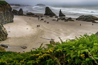 High angle view of beach against sky