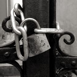 Close-up of rusty metal gate