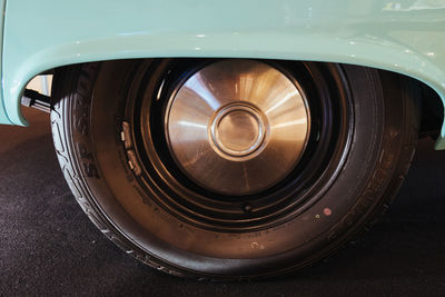 Close-up of vintage car wheel