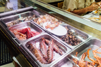 High angle view of food for sale at market