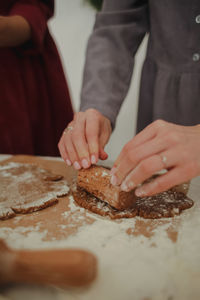 Midsection of woman preparing food