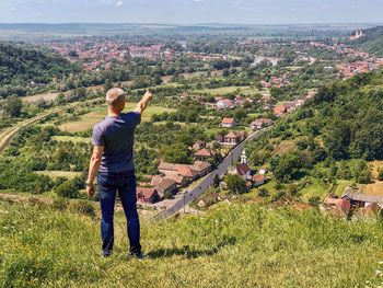 Rear view of man looking at view