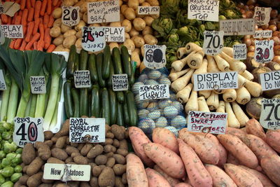 Various vegetables for sale in market