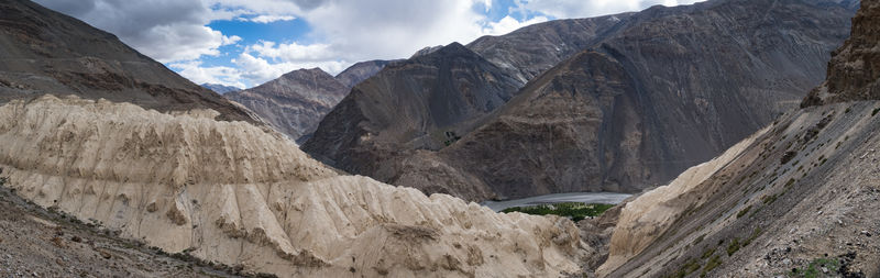 Panoramic view of rocky mountains against sky