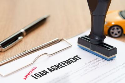 High angle view of pen on table