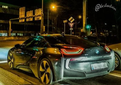 Cars on road at night