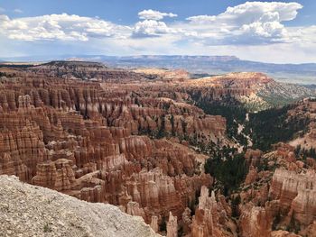 Panoramic view of landscape against cloudy sky, bryce canyon