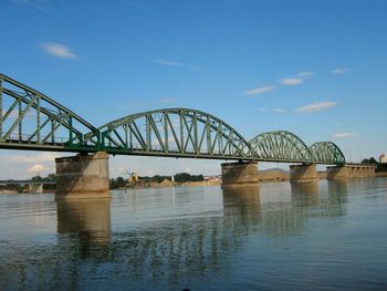 Bridge over river against blue sky