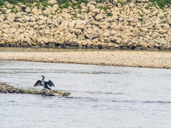 Men fishing in sea