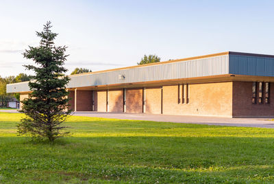 Scenic view of field against clear sky