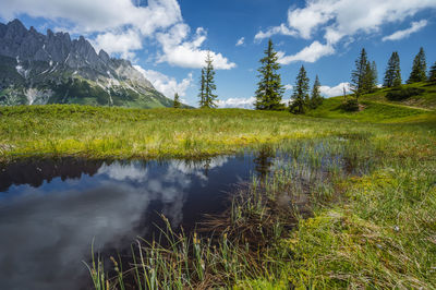 Scenic view of lake against sky