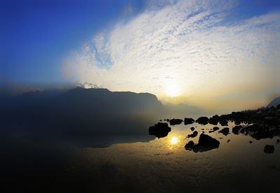 Scenic view of landscape against sky during sunset