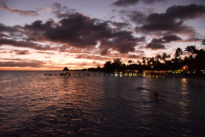 Scenic view of sea against dramatic sky