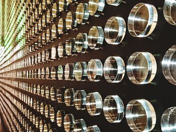 Full frame shot of beer bottles