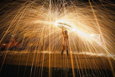 Blurred motion of people at night