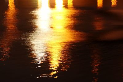 Close-up of reflection in water at sunset