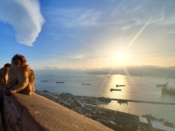 Scenic view of sea against sky during sunset