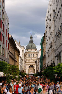 Teacher and student demonstration in budapest, hungary by the basilica