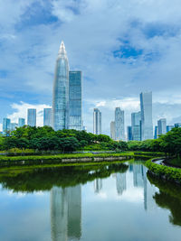 Reflection of buildings in water